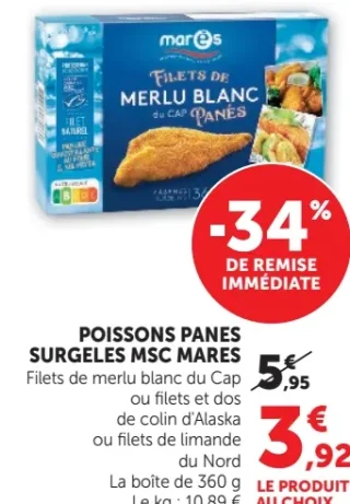 Poissons panés surgelés MSC Mares