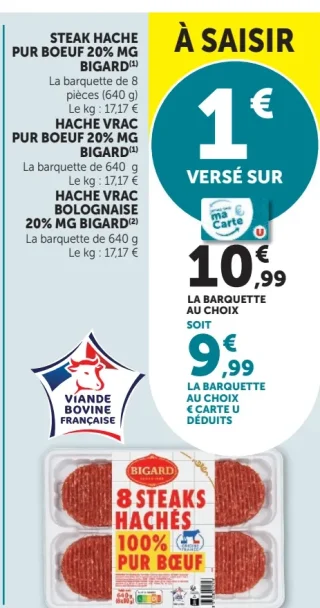 Steaks hachés pur boeuf 20% MG Bigard