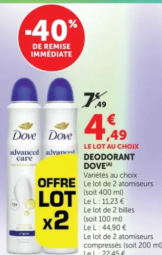 Déodorant Dove Variétés au choix