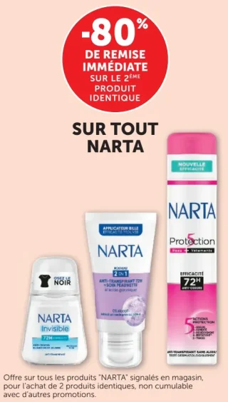 Gamme de déodorants et anti-transpirants Narta