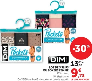 DIM Les Pockets Lot de 3 slips ou boxers femme