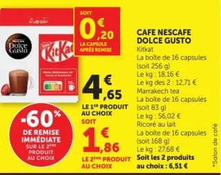 Café en capsules Nescafé Dolce Gusto (Kitkat, Marrakech tea, Ricoré au lait)