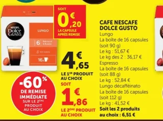 Café en capsules Nescafé Dolce Gusto (Lungo, Espresso, Lungo décafféinato)