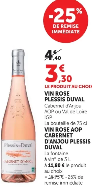Vin rosé Plessis Duval Cabernet d'Anjou