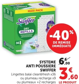 Systeme Anti Poussière Swiffer Lingettes ou plumeau recharge
