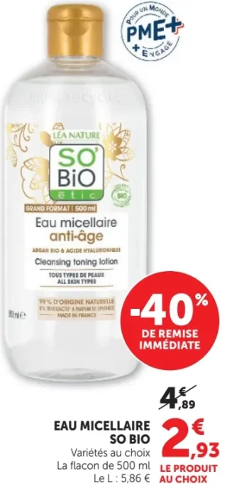 Eau micellaire anti-âge So'Bio étic