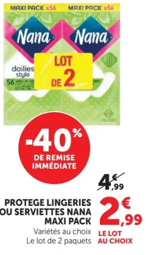 Protège-lingeries ou serviettes Nana Maxi Pack