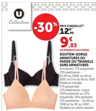 Soutien-gorge armatures ou padde ou triangle sans armatures U Collection