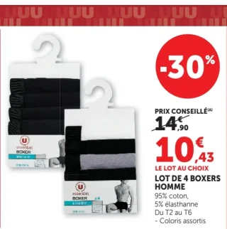 Lot de 4 Boxers Homme U essentiel
