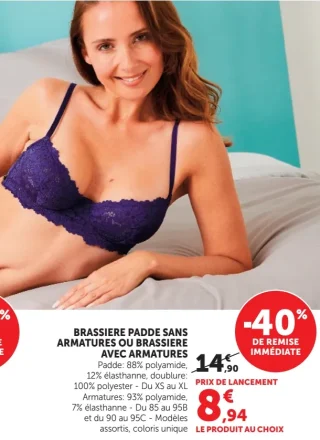 Brassière paddé sans armatures ou Brassière avec armatures U Collection