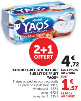 Yaourt grecque nature sur lit de fruit Yaos Nestlé