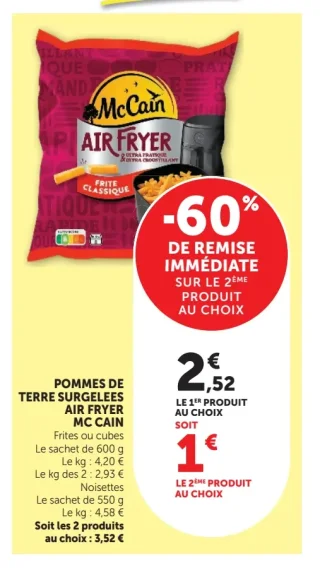 Pommes de terre surgelees Air Fryer Mc Cain Frites ou cubes