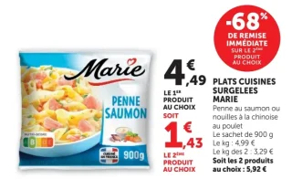Plats cuisinés surgelés Marie Penne au saumon