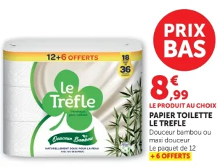 Papier toilette Le Trèfle Douceur Bambou