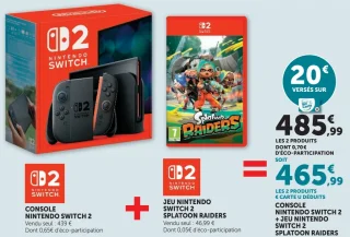 Console Nintendo Switch 2 + Jeu Nintendo Switch 2 Splatoon Raiders