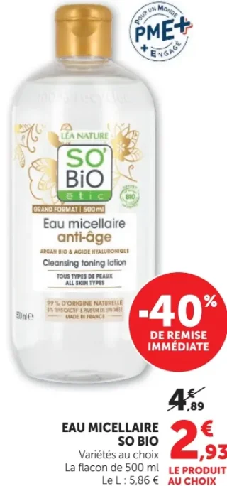 Eau micellaire anti-âge SO BIO étic