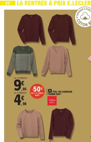Pull ou cardigan femme bio Tissaia Basics