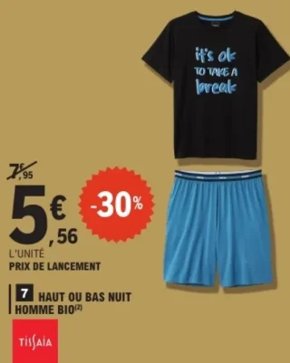 Haut ou Bas Nuit Homme Bio Tissaia