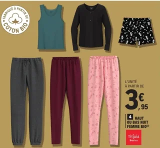 Haut ou bas nuit femme bio Tissaia Basics