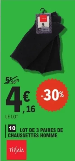 Tissaia Lot de 3 paires de chaussettes homme
