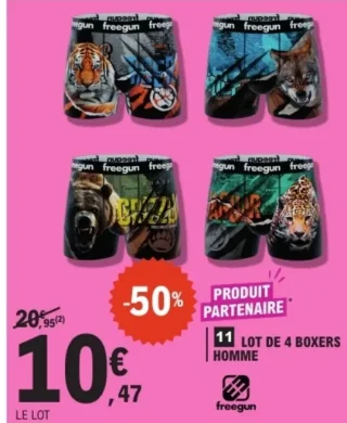 Freegun Lot de 4 boxers homme
