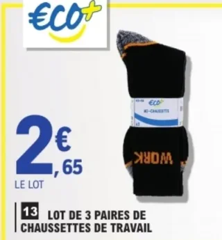 Eco+ Lot de 3 paires de chaussettes de travail