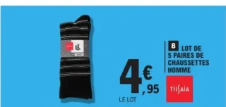 Tissaia Lot de 5 paires de chaussettes homme
