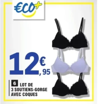 Lot de 3 soutiens-gorge avec coques Eco+