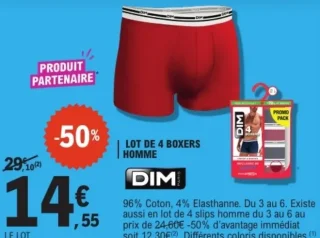 Lot de 4 boxers homme Dim