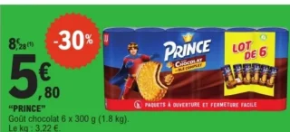 Biscuits Prince Chocolat Lu Lot de 6