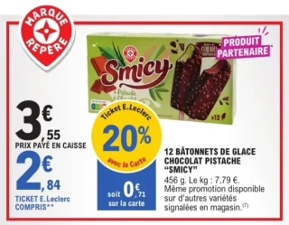 12 Bâtonnets de glace chocolat pistache "Smicy"
