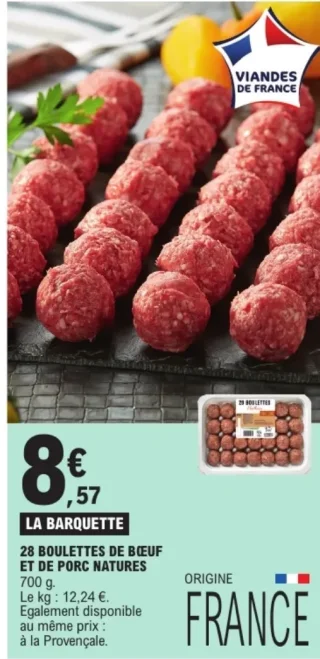 28 boulettes de bœuf et de porc natures