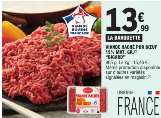 Viande hachée pur bœuf 15% mat. gr. Bigard