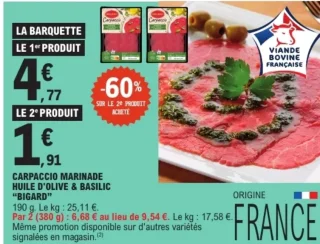 Carpaccio marinade huile d'olive & basilic Bigard