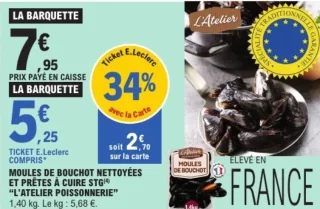 Moules de bouchot nettoyées et prêtes à cuire STG L'Atelier Poissonnerie