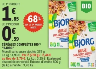 Céréales Complètes Bio "Bjorg" Muesli sans sucres ajoutés