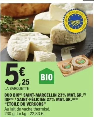 Duo Bio Saint-Marcellin IGP / Saint-Félicien Étoile du Vercors