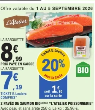 2 Pavés de saumon Bio L'Atelier Poissonnerie