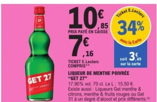 Liqueur de Menthe Poivrée "GET 27"