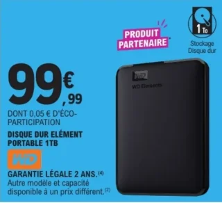 DISQUE DUR ELÉMENT PORTABLE 1TB WD Elements