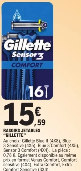 Rasoirs jetables Gillette Sensor 3 Comfort