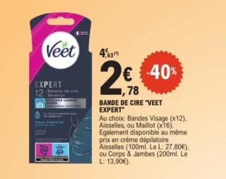 Bande de cire Veet Expert
