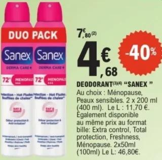 Déodorant Sanex Duo Pack