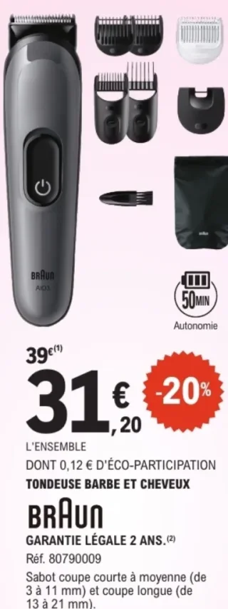 Tondeuse barbe et cheveux BRAUN
