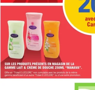 Produits de la gamme lait & crème de douche 250ml "Manava"