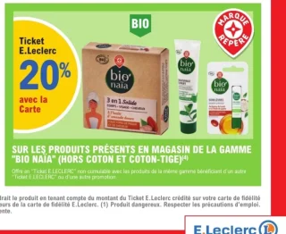 Produits de la gamme "Bio Naïa" (hors coton et coton-tige)