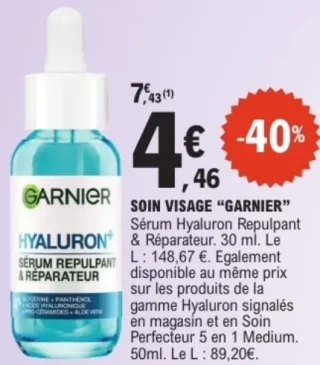 Soin Visage "Garnier" Sérum Hyaluron Repulpant & Réparateur