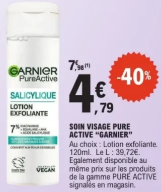 Soin Visage Pure Active "Garnier" Lotion exfoliante