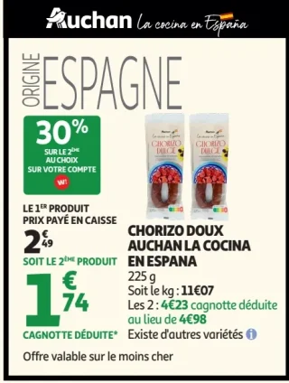 Chorizo doux Auchan La Cocina en España