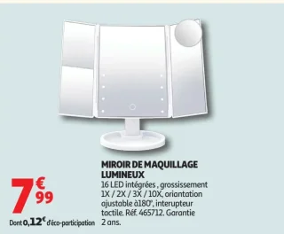Miroir de maquillage lumineux